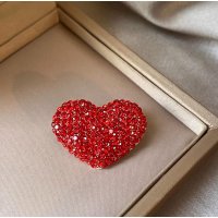 XSB118 - Red Heart Diamond Saree Brooch